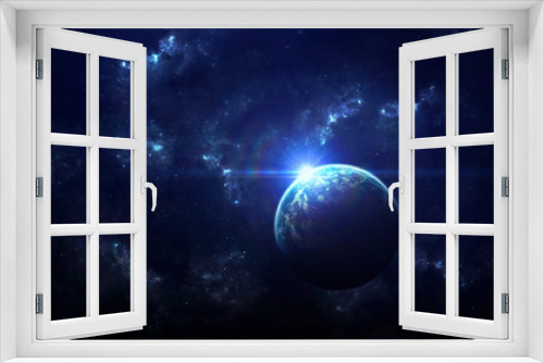 Fototapeta Naklejka Na Ścianę Okno 3D - Universe scene with planets, stars and galaxies in outer space showing the beauty of space exploration. Elements furnished by NASA