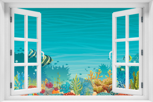Fototapeta Naklejka Na Ścianę Okno 3D - Underwater seascape - coral reef and fish.