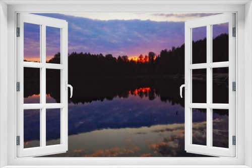 Fototapeta Naklejka Na Ścianę Okno 3D - закат над озером