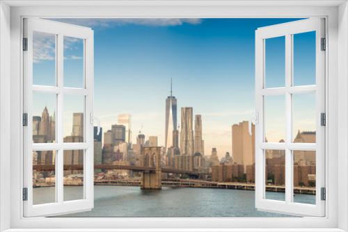 Fototapeta Naklejka Na Ścianę Okno 3D - Downtown Manhattan over East river