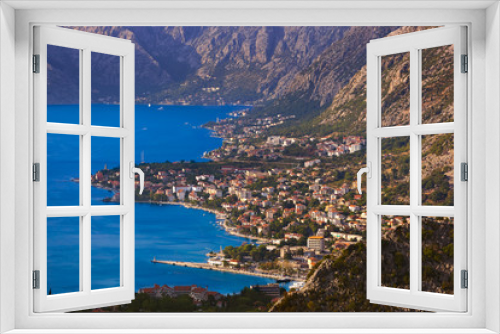 Fototapeta Naklejka Na Ścianę Okno 3D - Kotor Bay on Sunset - Montenegro