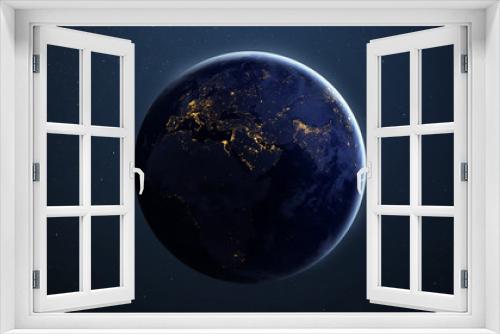 Fototapeta Naklejka Na Ścianę Okno 3D - High Resolution Planet Earth view. The World Globe from Space in a star field showing the terrain and clouds. Elements of this image are furnished by NASA