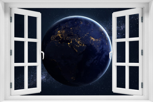 Fototapeta Naklejka Na Ścianę Okno 3D - High Resolution Planet Earth view. The World Globe from Space in a star field showing the terrain and clouds. Elements of this image are furnished by NASA