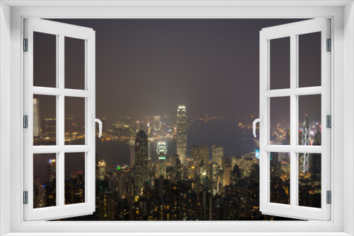 Fototapeta Naklejka Na Ścianę Okno 3D - Hong Kong ,2015 Oct 15. Hong Kong skyline city with fog
