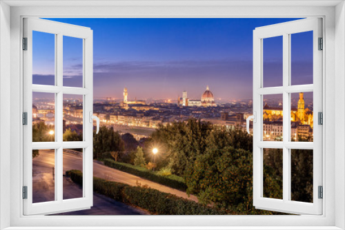Florence night cityscape panorama after sunset