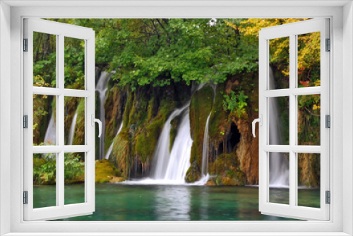 Fototapeta Naklejka Na Ścianę Okno 3D - View of waterfalls at Plitvice national park- Croatia