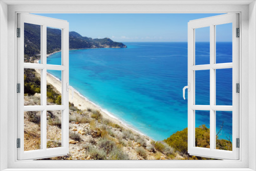 Fototapeta Naklejka Na Ścianę Okno 3D - Amazing Panorama of Kokkinos Vrachos Beach, Lefkada, Ionian Islands, Greece