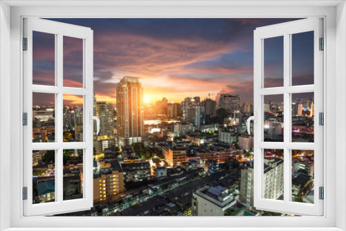 Fototapeta Naklejka Na Ścianę Okno 3D - Bangkok city view with traffic