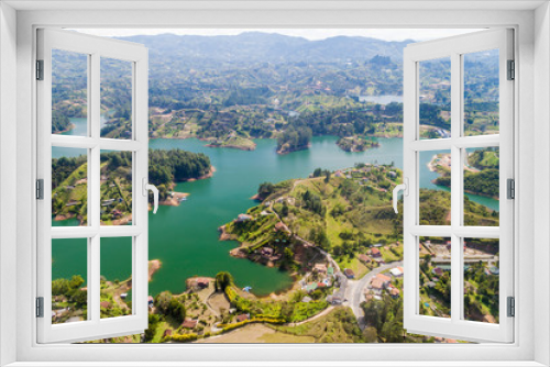Fototapeta Naklejka Na Ścianę Okno 3D - Aerial view of Guatape (Penol) dam lake in Colombia