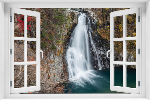 Fototapeta Naklejka Na Ścianę Okno 3D - beautiful waterfall in forest, autumn landscape