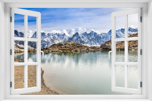Fototapeta Naklejka Na Ścianę Okno 3D - Lac des Cheserys And Mont Blanc - France