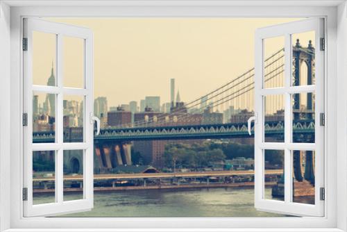 Fototapeta Naklejka Na Ścianę Okno 3D - New York City panorama with the Brooklyn Bridge
