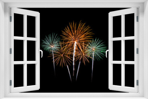 Fototapeta Naklejka Na Ścianę Okno 3D - Colorful fireworks of various colors on black background