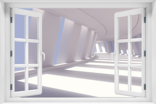 Fototapeta Naklejka Na Ścianę Okno 3D - Abstract corridor interior. 3d render illustration