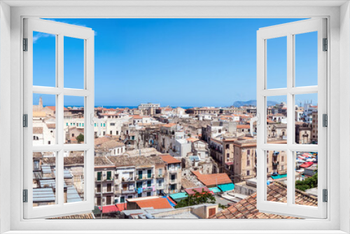 Fototapeta Naklejka Na Ścianę Okno 3D - Beautiful view of Palermo from San nicolo Tower, Sicily