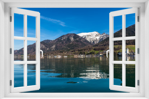 Fototapeta Naklejka Na Ścianę Okno 3D - Wolfgang Lake,Village,Grosser Hollkogel-Austria