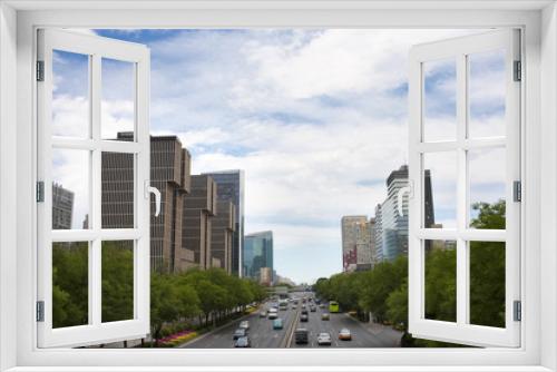 Fototapeta Naklejka Na Ścianę Okno 3D - View of central business district, Beijing