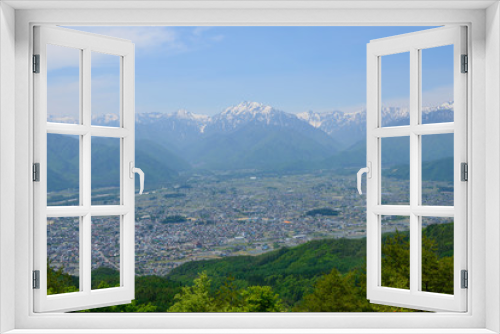 Northern Alps and the City of Omachi in Nagano, Japan