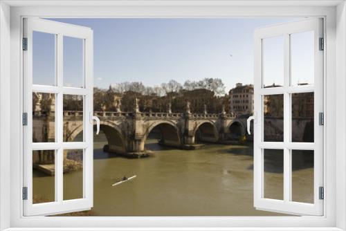 Fototapeta Naklejka Na Ścianę Okno 3D - Historic Ponte Sant'Angelo in Rome, Italy, and the Tiber River