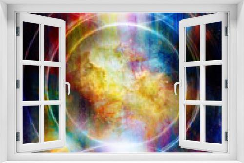 Fototapeta Naklejka Na Ścianę Okno 3D - Audio music Speaker in space. Cosmic space and stars, abstract cosmic background, space music, music concept.