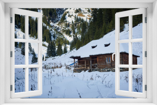 Fototapeta Naklejka Na Ścianę Okno 3D - Mountain landscape on wintertime