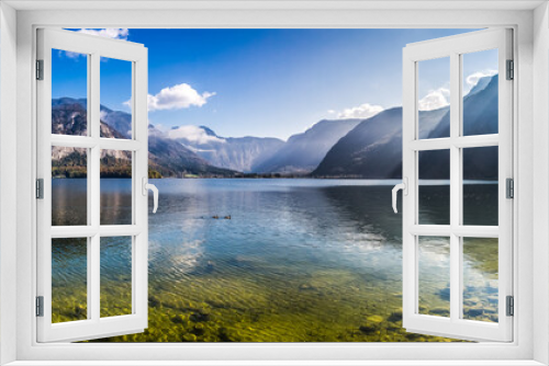 Fototapeta Naklejka Na Ścianę Okno 3D - Panorama of crystal clear mountain lake in Alps