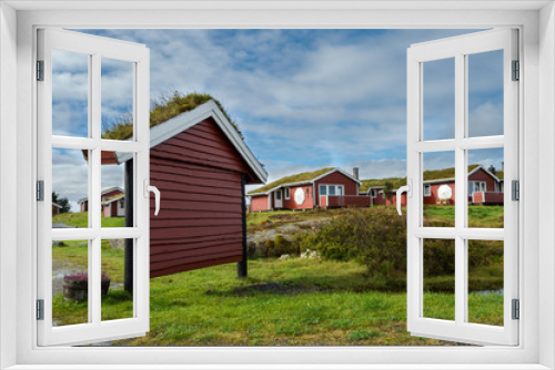 Fototapeta Naklejka Na Ścianę Okno 3D - old information board in the territory of Hustadvika Guesthouse. Norway