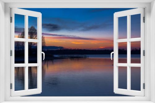 Fototapeta Naklejka Na Ścianę Okno 3D - Sonnenuntergang an der Schladitzer Bucht